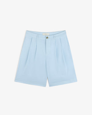 Pleated Linen Blend Bermuda Short