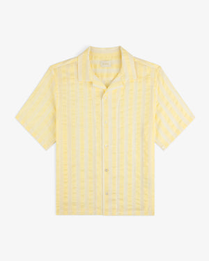 Linen Blend Striped Camp Shirt
