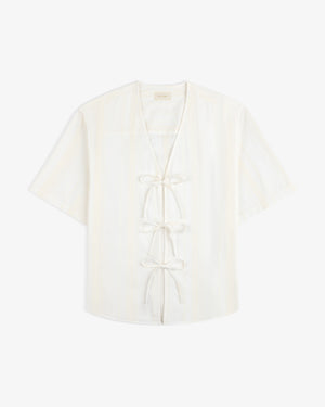 Jacquard Striped Tie-Front Shirt