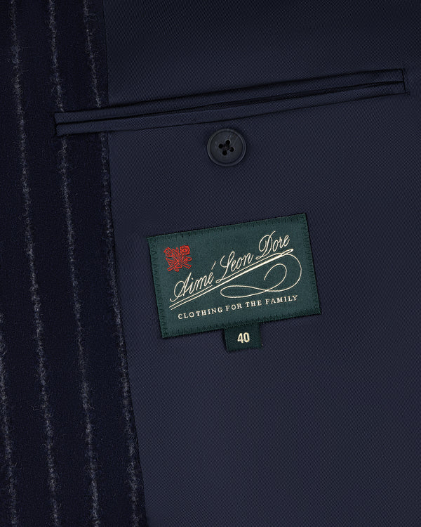 Double-Breasted Pinstripe Wool Suit Jacket