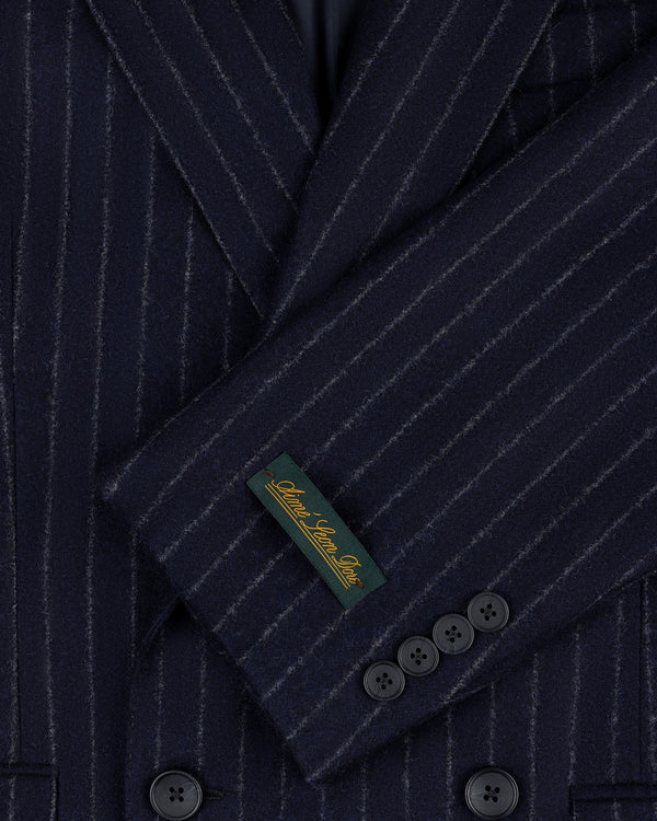 Double-Breasted Pinstripe Wool Suit Jacket