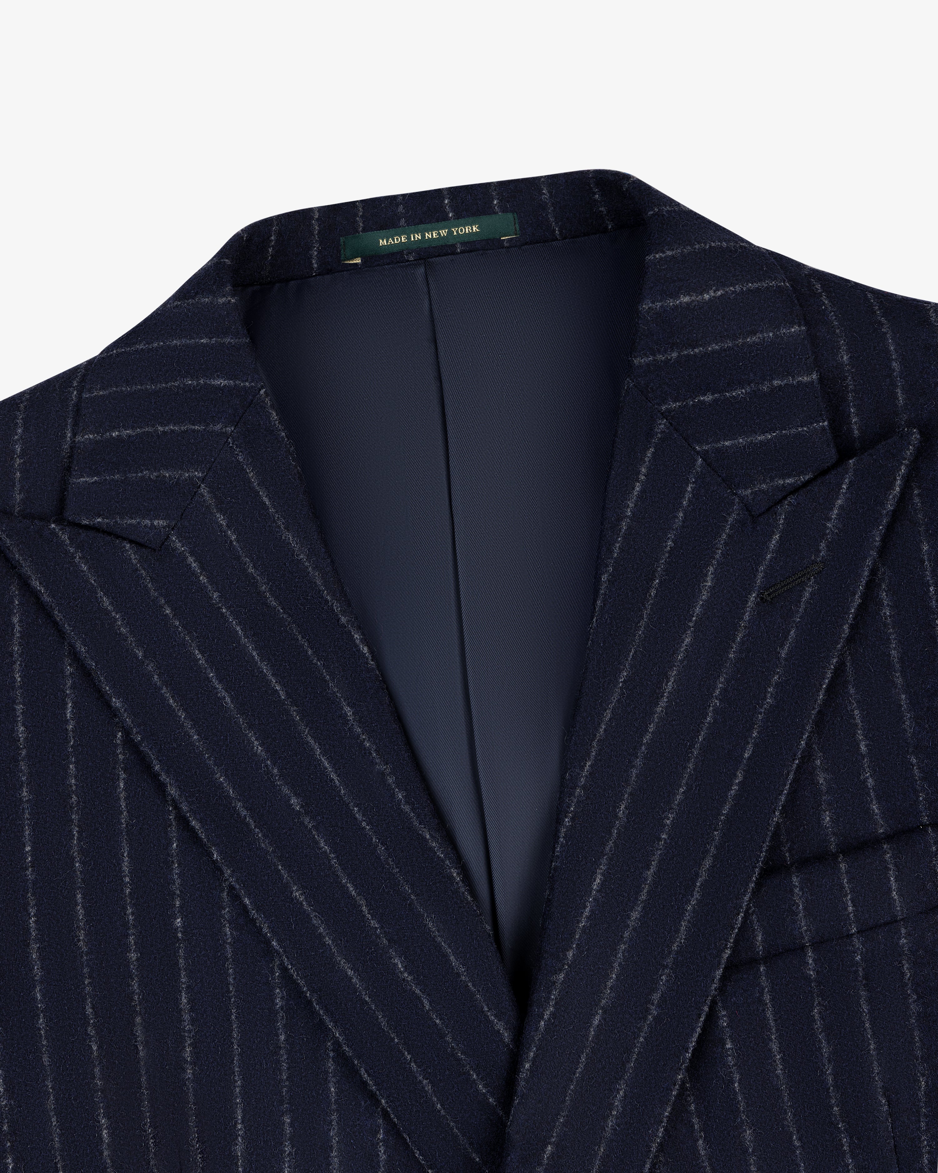 Double-Breasted Pinstripe Wool Suit Jacket