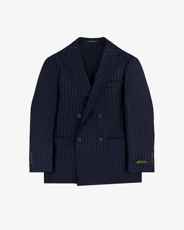 Double-Breasted Pinstripe Wool Suit Jacket