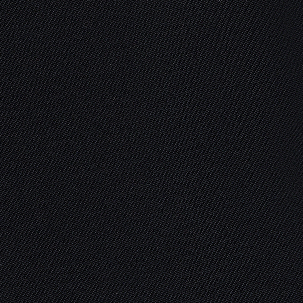 Close-up of the black gabardine fabric on the Elasticated Waist Gabardine Trouser, showing its subtle diagonal weave.