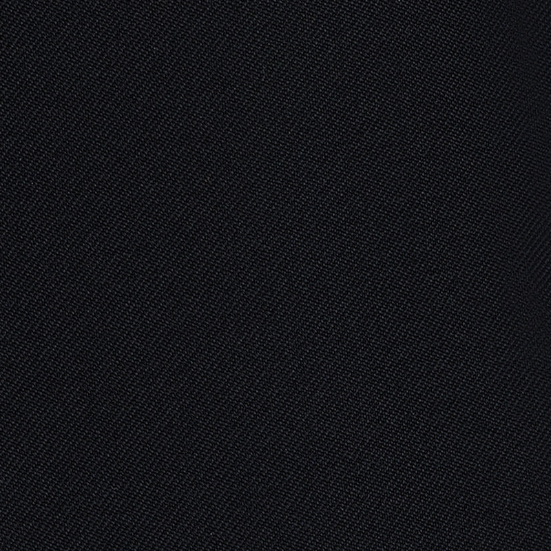 Close-up of the black gabardine fabric on the Elasticated Waist Gabardine Trouser, showing its subtle diagonal weave.