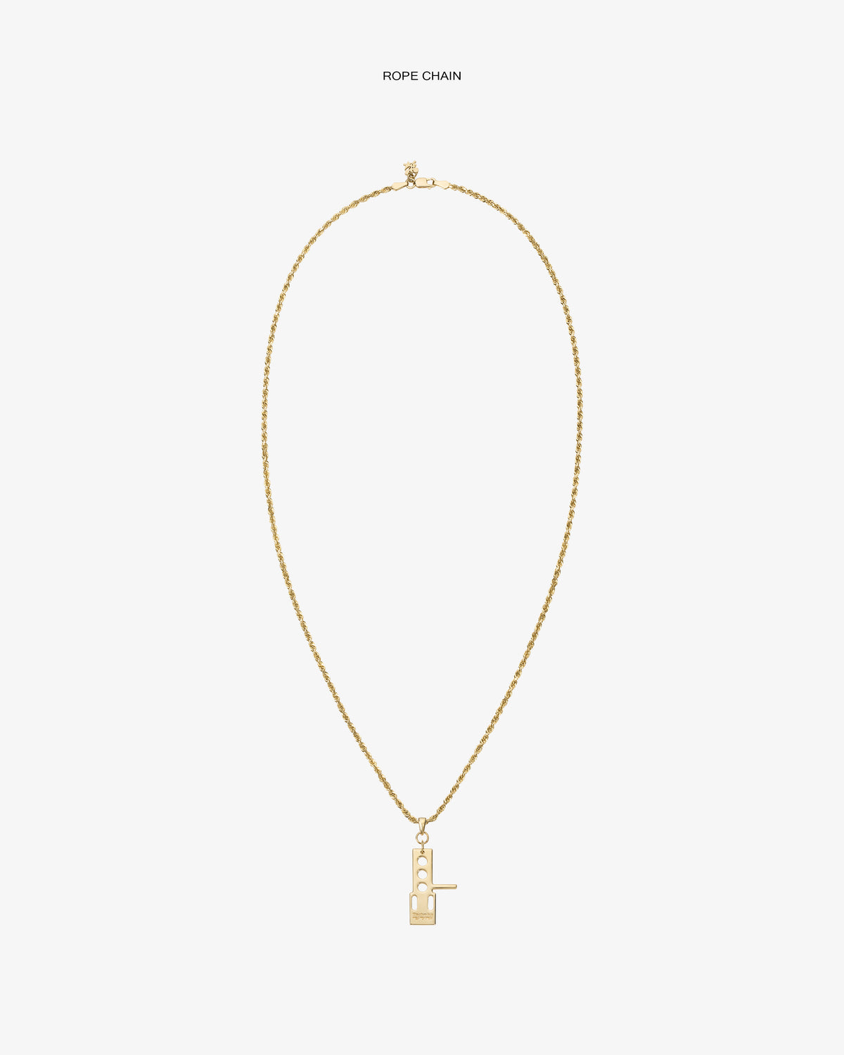 ALD / Technics 14Kt Gold Pendant rope chain necklace shown on a plain white background.