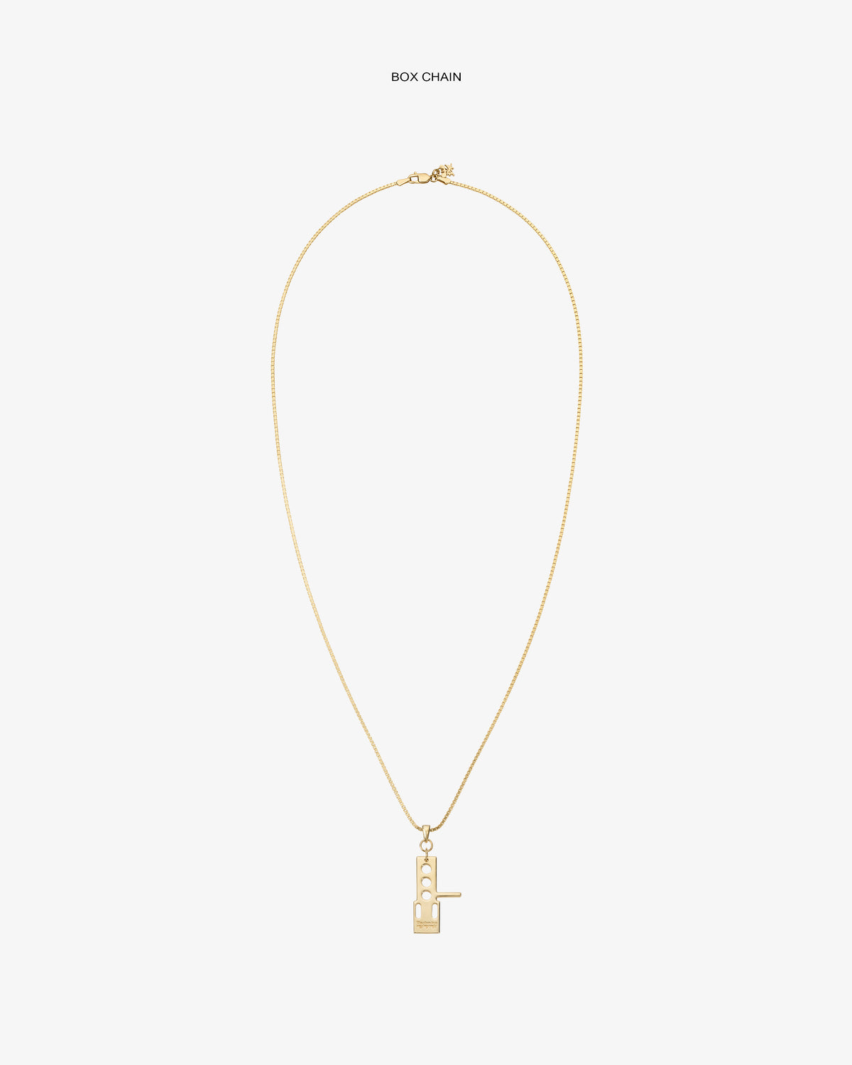 ALD / Technics 14Kt Gold Pendant on a box chain, shown against a plain white background.
