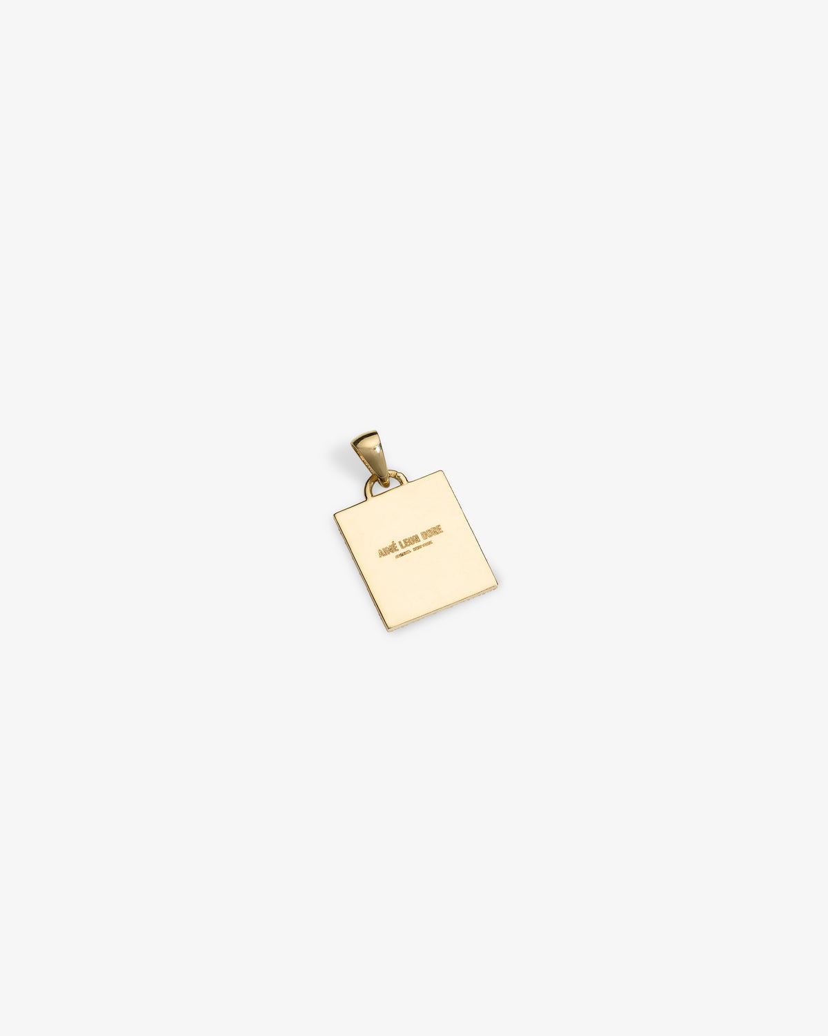 14Kt Gold Mytilene Pendant with a bail, engraved with small text, shown on a plain white background.