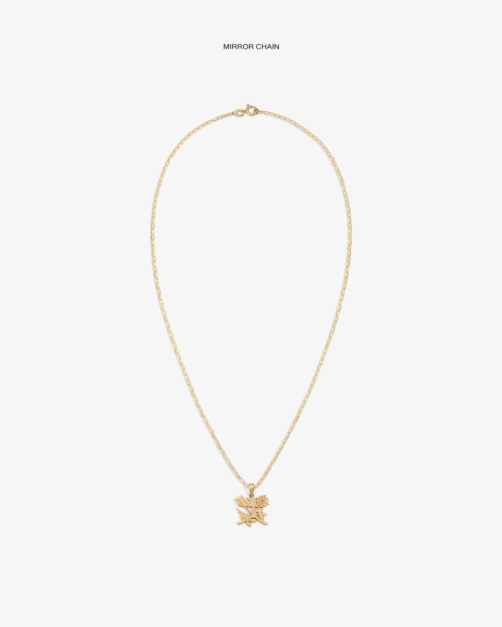 14Kt Gold Pendant with two small star and rose charms shown against a plain white background.