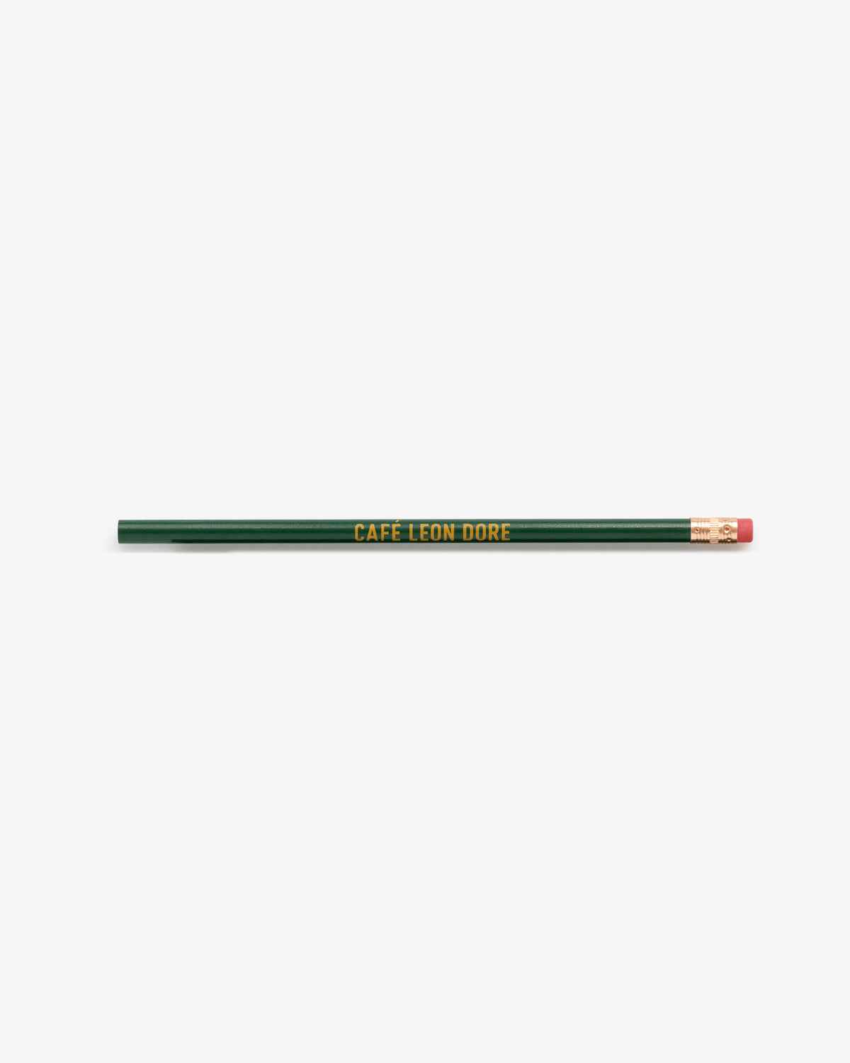 Café Leon Dore Pencil Pack: green pencil with pink eraser and gold Café Leon Dore text on white background.
