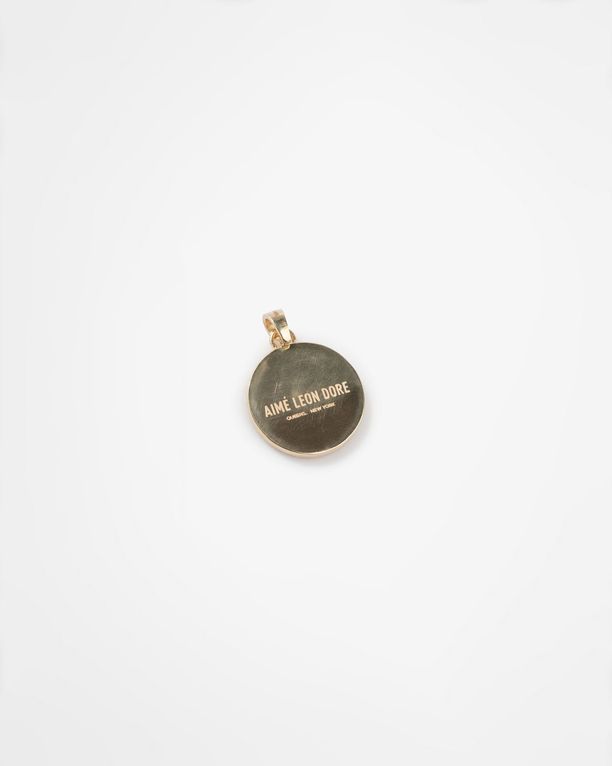 14Kt Queens Crest Pendant with AIMÉ LEON DORE engraving on a plain white background.