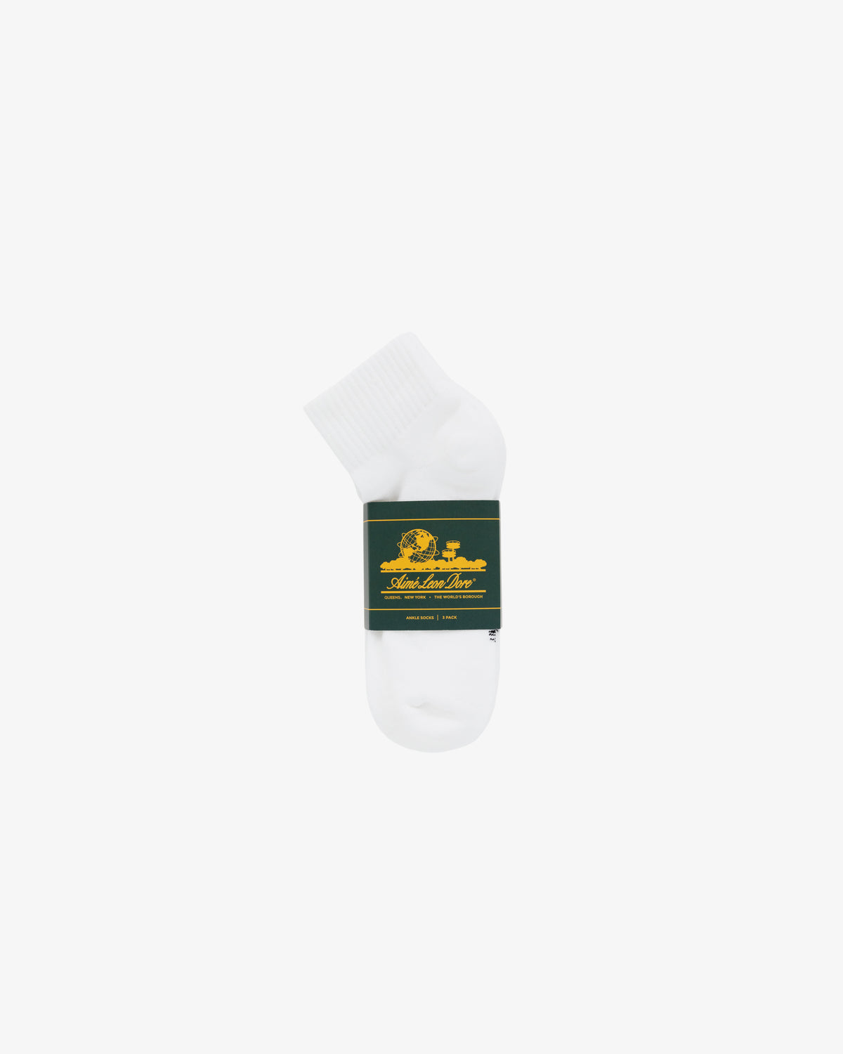 A pair of Ankle Sock 3-Pack white socks with a dark green label, displayed on a plain white background.
