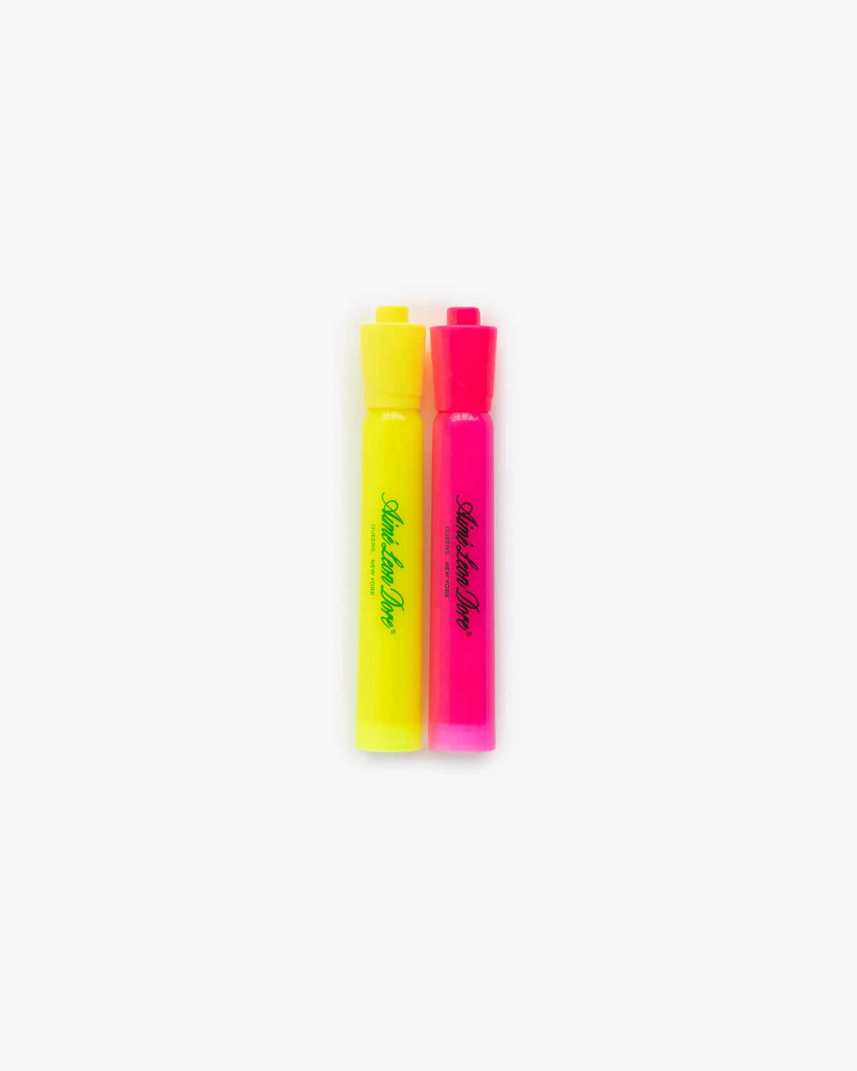 Highlighter 2 Pack: one yellow and one pink, upright side by side on a white background.