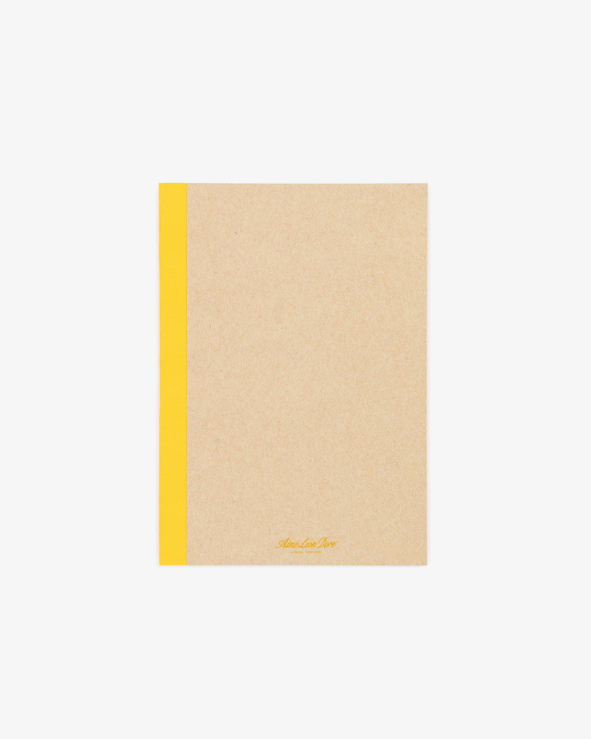 A brown Notebook 3 Pack with a yellow spine and small yellow text at the bottom center on a white background.